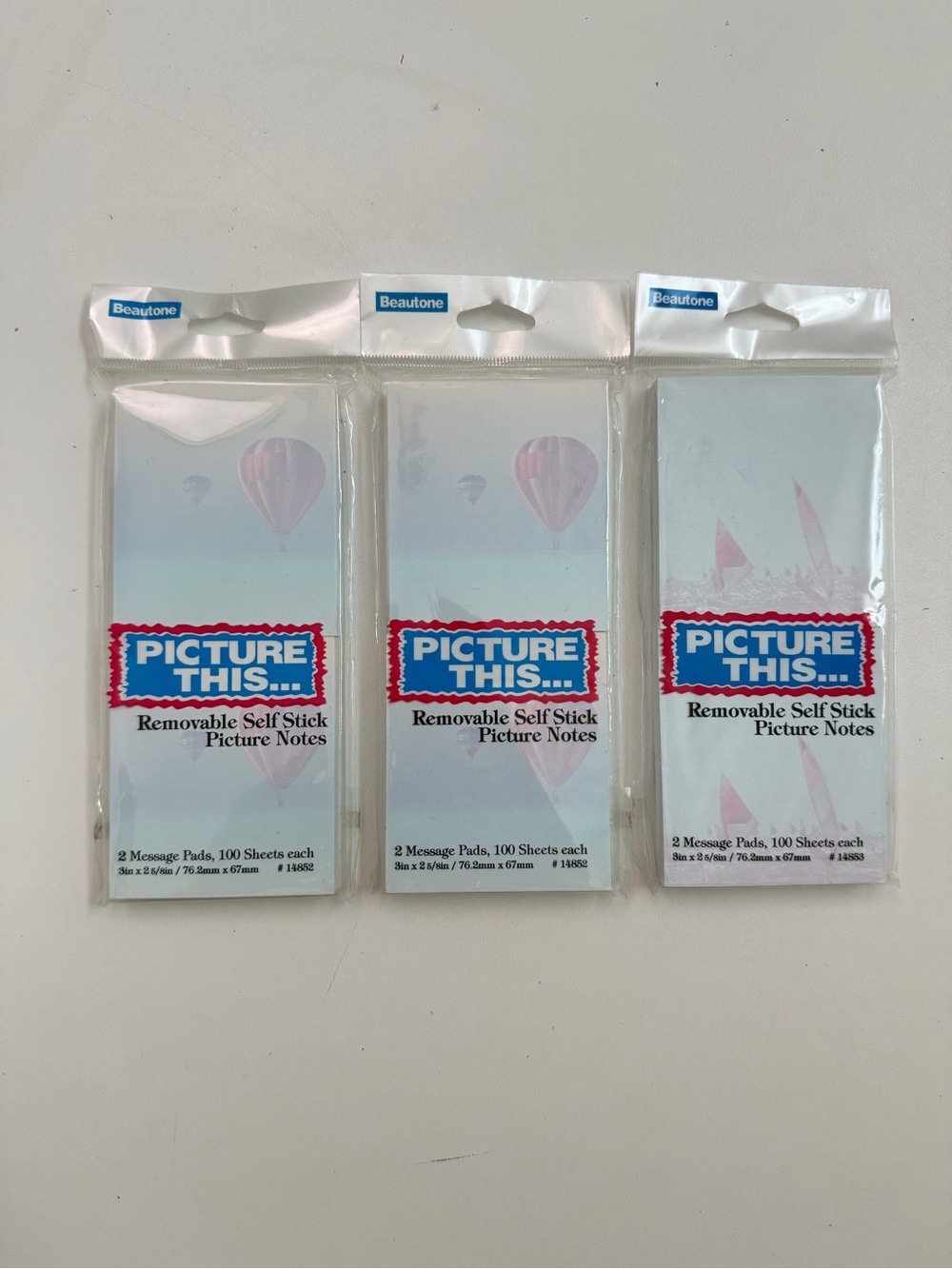 Hot Air Balloons Sailing Boats Sticky Notes Printed Picture This Blue 3 Packs